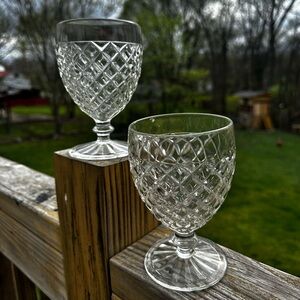Vintage Anchor Hocking Waterford Waffle 5 3/4" Goblets Set of 2